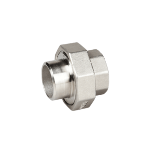 Verschraubung  -  flach dichtend,  Innengewinde / Schweißende  -   # 311 IS,  V4A / AISI 316  gegossen, inkl. Flachdichtung / PTFE, Withworth-Rohrgewinde nach DIN 2999