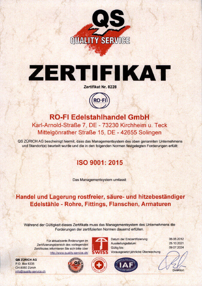 zertifikat Zertifikat ISO 9001